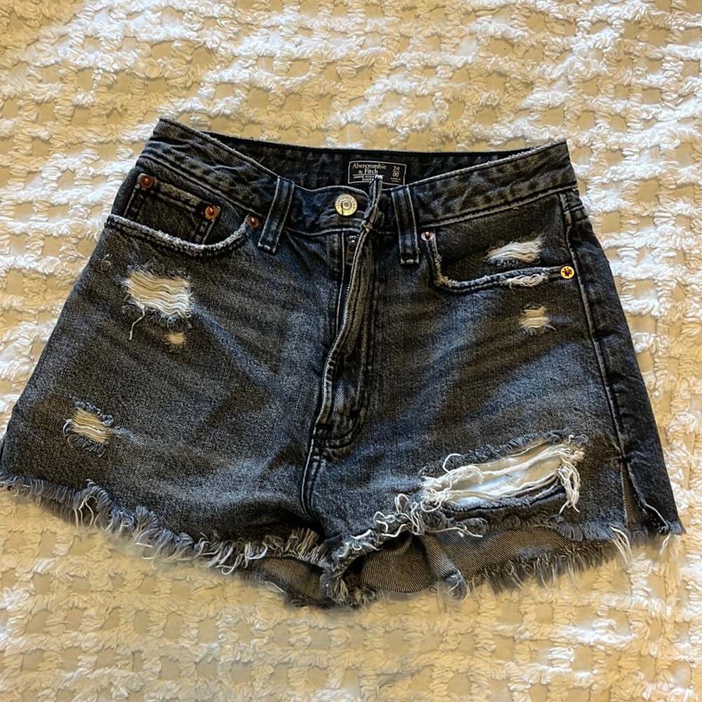 Black High Waisted Denim Shorts Abercrombie & Fitch